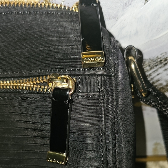 Vintage Calvin Klein Black Crossbody Bag with Gold Accents - Picture 2 of 5
